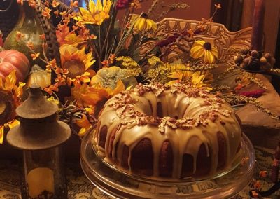 Pumpkin Spice Cake with Maple Glass and Toasted Pecans